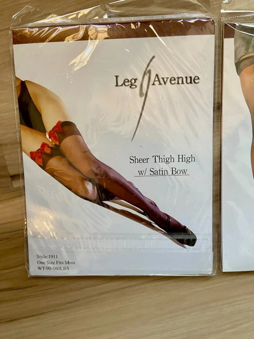 Vintage 90s Leg Avenue Set Of 2 Thigh High Stockings Rhinestone Seam Bow Y2K OS